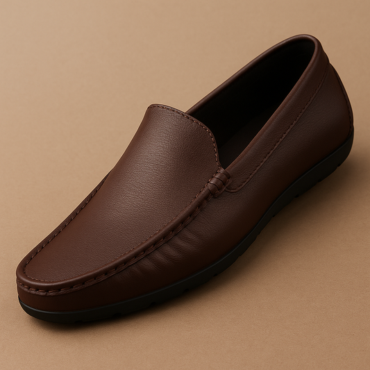 Caslax Leather Slip-On Loafers